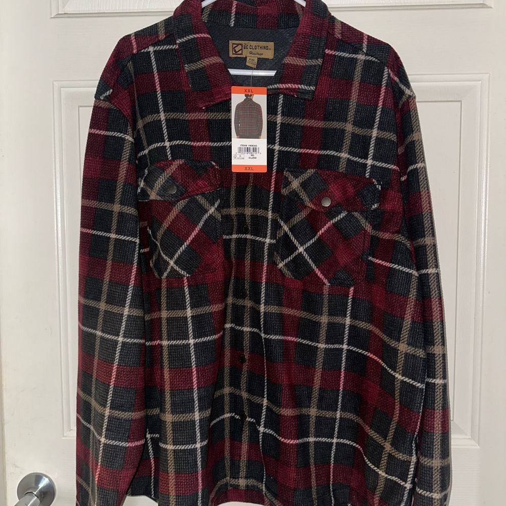 Heritage Plaid Shirt in Burgundy and Black XXL
